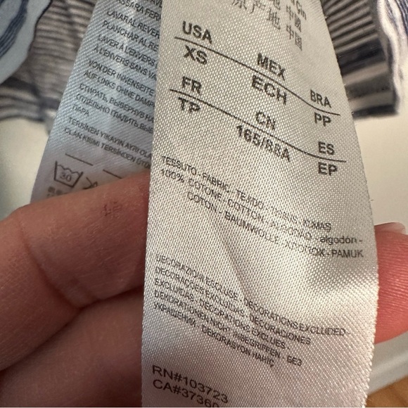 Armani Exchange | Blue Striped One Pocket Tee Size XS - Picture 7 of 7